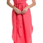 Tommy Bahama Coastalina Button Up Maxi Shirt Dress 100% Linen Sz L Pink Resort Photo 0