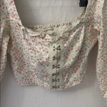 Urban Outfitters  Love Struck White Cream Pink Crop Hook Blouse XS Photo 2
