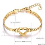 Silver Plated Snake Chain Heart Bracelet Stainless Steel Womens Jewelry European Photo 5