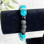 Aromatherapy Lava Stone Handmade Beaded Bracelet Blue Photo 1