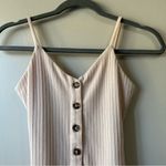 Privacy Please  Neutral Beige Ribbed Mini Dress with Tortoise Buttons Size XXS Photo 3