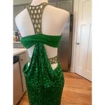 Scala  100% SILK TOP SEQUINED BEADED NECK FLOOR LENGTH GREEN GOWN WOMENS SIZE 5 Photo 9