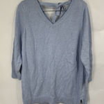 Talbots Blue Ribbon Tie Back Pima Cotton Sweater Women L 3/4 Sleeve Minimalist Photo 0