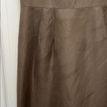 Chocolate Brown Linen Silk Blend Puff Sleeve Mini Dress Photo 5