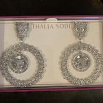 Thalia Sodi New  Silvertone 4 Panthers Hoop earrings w crystals Photo 0