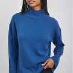 Rails ‎ Sasha Delft Blue Wool Cashmere Blend Mock Neck Knit Oversized Sweater XL Photo 0