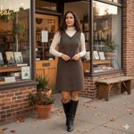 Vintage 90s Breeches Tweed Plaid Dress Brown Size 8 Photo 1