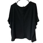 Zenana Cropped Sweater Top Black SZ 1X Open Weave Raw Seams Cap Sleeve Relaxed Photo 5
