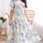 Baltic Born  floral maxi pansy print L maxi dress holiday party classic boho $129 Photo 0