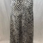 Rachel Zoe black and white heart leopard print satin maxi skirt size large Photo 2