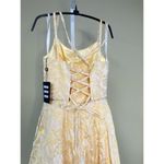 Lucci Lui NWT Floral Jacquard Corset Formal Dress in Yellow Size 6 Photo 3