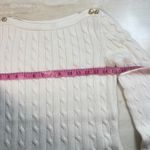 Ralph Lauren LAUREN  Cream Cable Knit Boat Neck Sweater Gold Button Detail Size S Photo 6