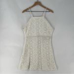 Open Edit  White Lace Crochet High‎ Neck Halter A-Line Mini Cocktail Dress Size L Photo 10