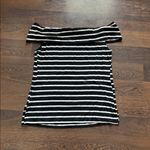 Motherhood Maternity Ribbed Knit Off Shoulder Top Striped Black White XL Photo 4