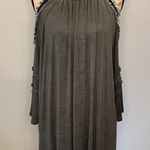 POL cold shoulder relaxed tunic top fringed trim half bell sleeves S Photo 1