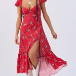 Urban Outfitters Siren Red Floral Midi Dress Photo 0