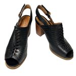 Clarks  Artisan Black‎ Leather Slingback Peep Toe Block Heel Sandals Size 7 1/2 Photo 2