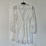 SheIn White Bishop Sleeve V-Neck Mini Jacquard Print Dress White Size XS NWT Photo 4