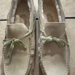 UGG  Cream Moccasins with Green Bow Photo 5