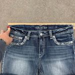 Grace in LA Bling Embroidered Easy Fit Blue Jean Shorts Stretch Size 32 Photo 3