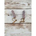 Vintage Screw On Earrings Lilac Beaded Multi Tone Shimmer Dangle Purple Photo 3