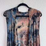Coin 1804 Draped Cardigan Duster Vest Womens Medium Blue Brown Tie Dye Hoodie Photo 1