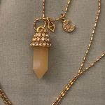 28” to 30” Necklace 1” Quartz Pendant Rhinestones Top Moon Diamond Charm Gold Photo 1