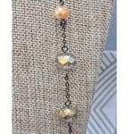 Amber Glass Chrystal Bead & Natural Stone 38" Necklace Black Chain Neutral Photo 4
