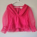 Adelyn Rae  Pink Barbiecore Vero Organza Blouse Size Large Photo 0