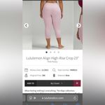 Lululemon  align HR crop 23” pink peony‎ size 6 Photo 4