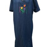 Vintage Donna Denim Maxi Dress Tulip Floral Embroidered Rhinestones Cottage Core Blue Size undefined Photo 1