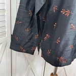 Chico's Embroidered Dupioni Slub Silk Shacket Jacket Black Brown Medium Photo 5