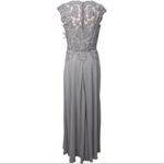 La Femme Silver Crepe Chiffon Embellished Bodice Gown 12 Style 23286 Photo 3