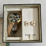 Kate Spade Gold and Tan Watch and earrings Set with Floral Design Photo 0