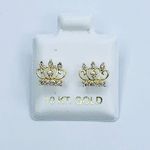10k solid gold earrings crown studs White Photo 0