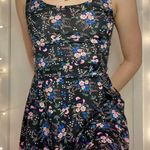 H&M Divided Black Floral Skater Dress Photo 0