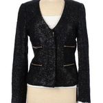 By Malene Birger Tweed Blazer Black Jacket Chic Metallic Gold Flecks Zip Front 8 Photo 0