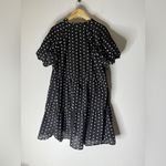 CeCe  Black Babydoll Tiered Mini Dress Black White Embroidery Flowers 3X Photo 1