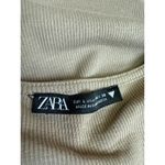 ZARA Women's Brown Rib Knit Long Sleeve Square Neck Crop Shirt Sweater Top Sz L Photo 2