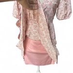 B Darlin B. Darlin Pink Floral Puff Sleeve Mini Dress Faux Wrap Ruffle Cottagecore 3/4 Photo 4