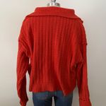 Free People Oversized Red Orange Half Zip Sweater Photo 3