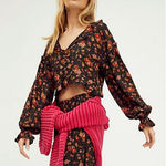 Free People new floral secret garden cropped long sleeve blouse size small Photo 0