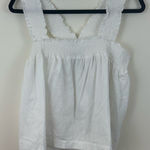 Saks 5th Avenue Saks Fifth Avenue White Smocked Strap Sleeveless Blouse Size Large Women's Photo 0