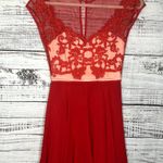 ASOS  Red Mesh Sweetheart Neckline Mini Flutter Dress 2 Photo 0