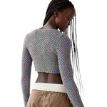 Urban Outfitters  Piper Keyhole Textured Knit Long Sleeved Crop Top Sz Medium Photo 1