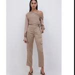 Jonathan Simkhai Carolina belted Satin cargo pant in nutmeg NWT Tan Size 6 Photo 6