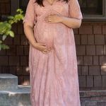 Pinkblush Pink Lace Mesh Overlay Maternity Maxi Dress Sz.1X NWT Photo 0