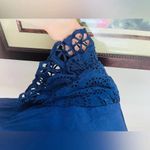 Anthropologie  Forever That Girl Eyelet Tee in Navy Size Large Photo 3