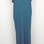 Matilda Jane  Set Sail Striped Maxi Dress Teal Blue Stripes Small V-Neck Photo 0