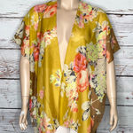 David and Young NWT O/S One Size Floral Print Open Front Sheer Kimono Cardigan Yellow Photo 0